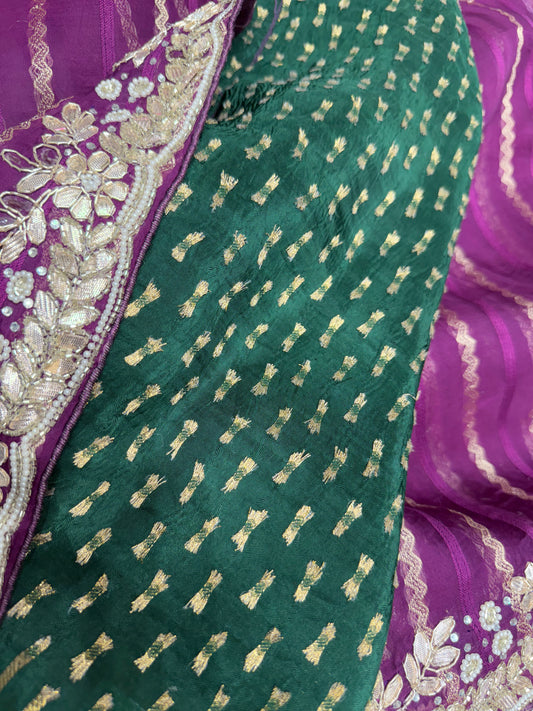 Khadi Desinger Handwork Saree (Magenta)