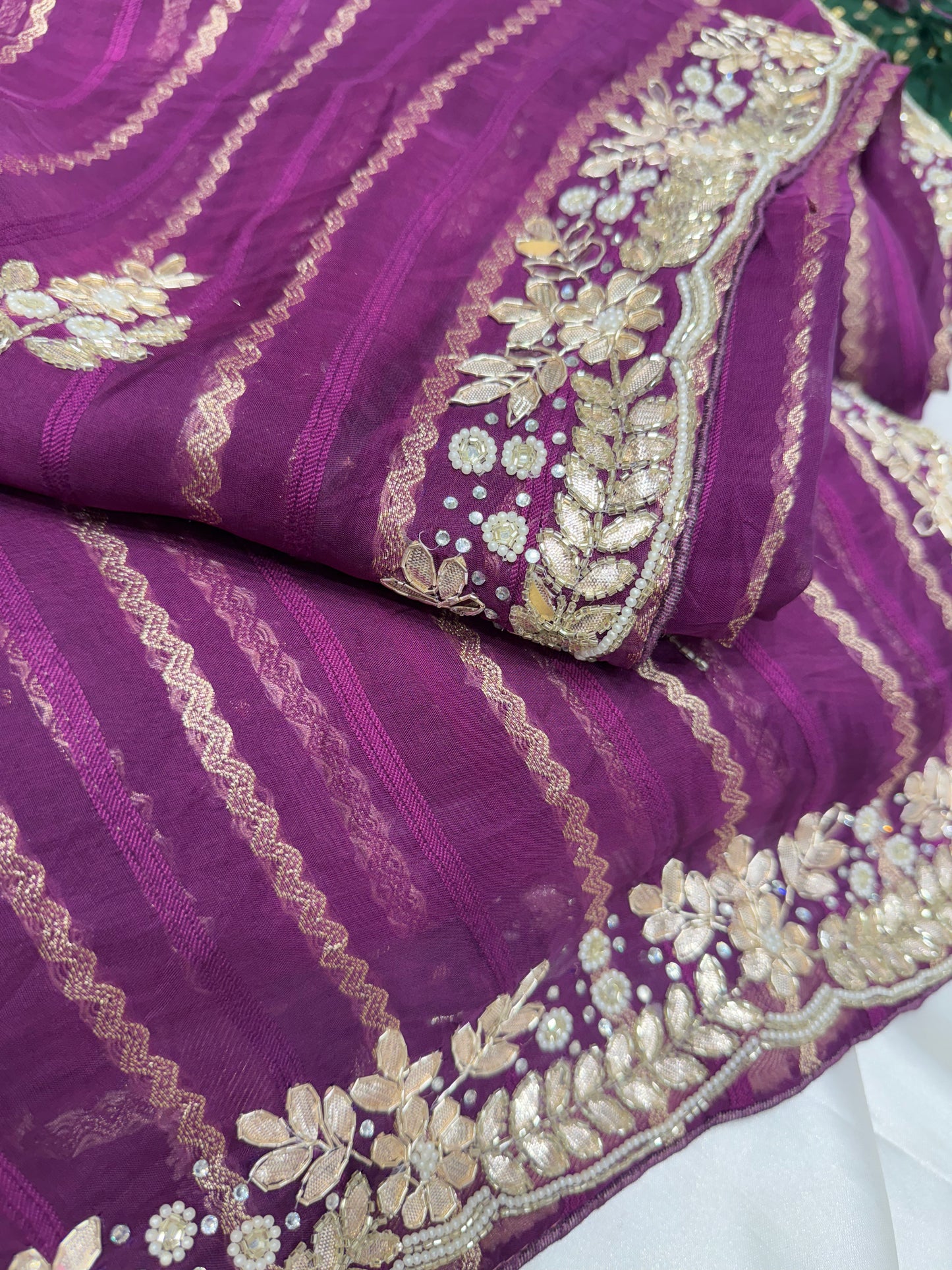 Khadi Desinger Handwork Saree (Magenta)