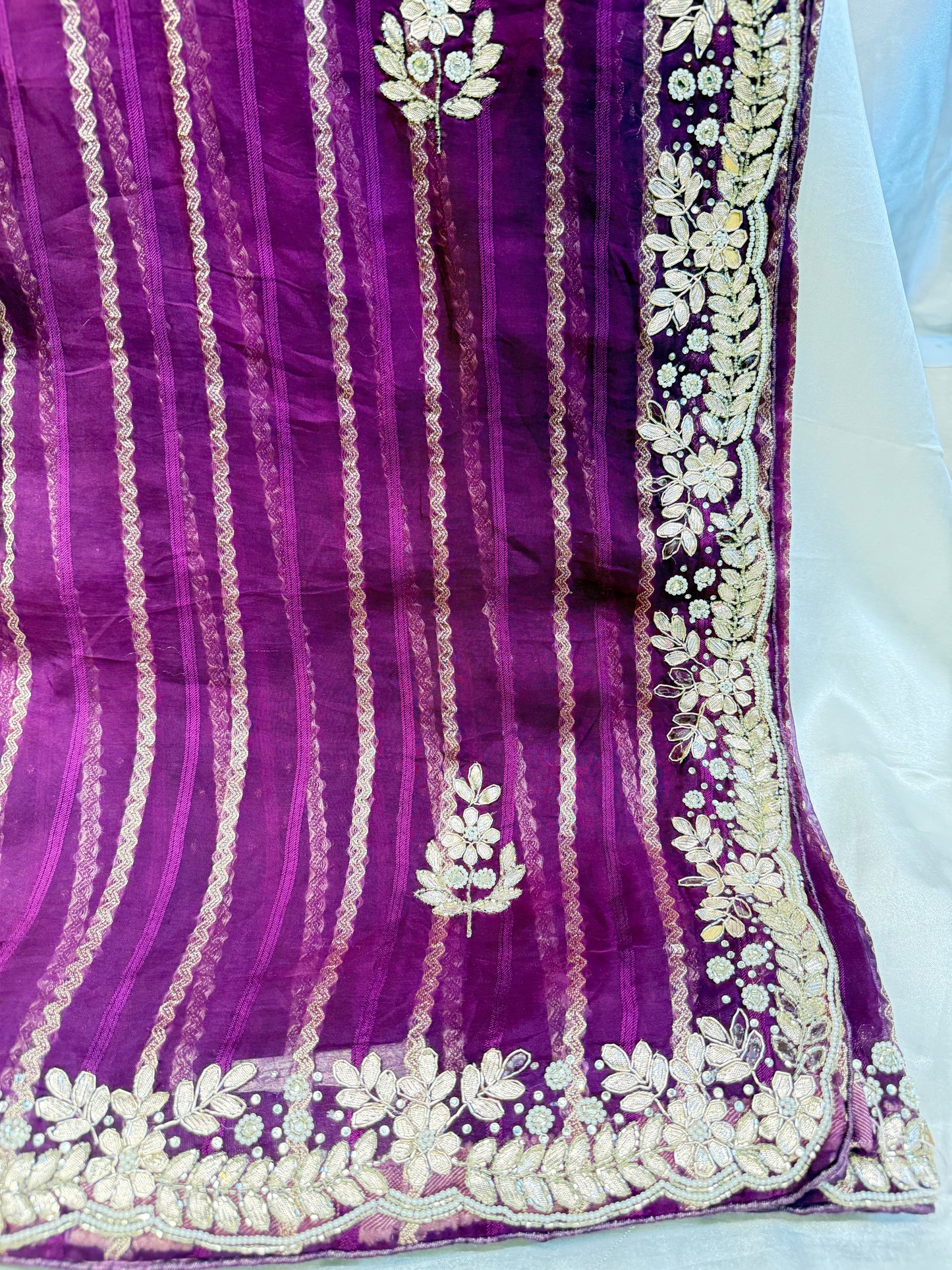 Khadi Desinger Handwork Saree (Magenta)