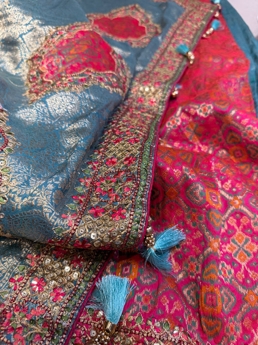 Brocade Silk Fancy Saree (Sea Green)