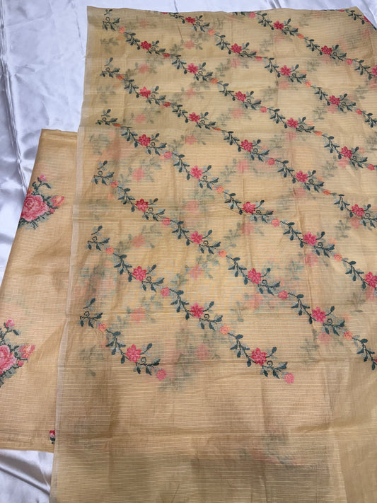 Kota Silk Dress Material (Lemon Yellow)