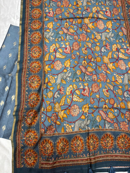 Tussar Resham silk dress material (Grey)