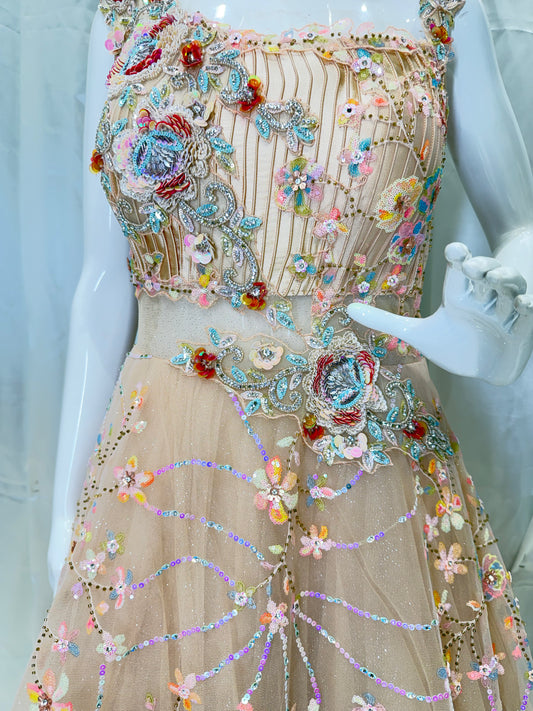 Net Boutique Style Western Gown (Peach)