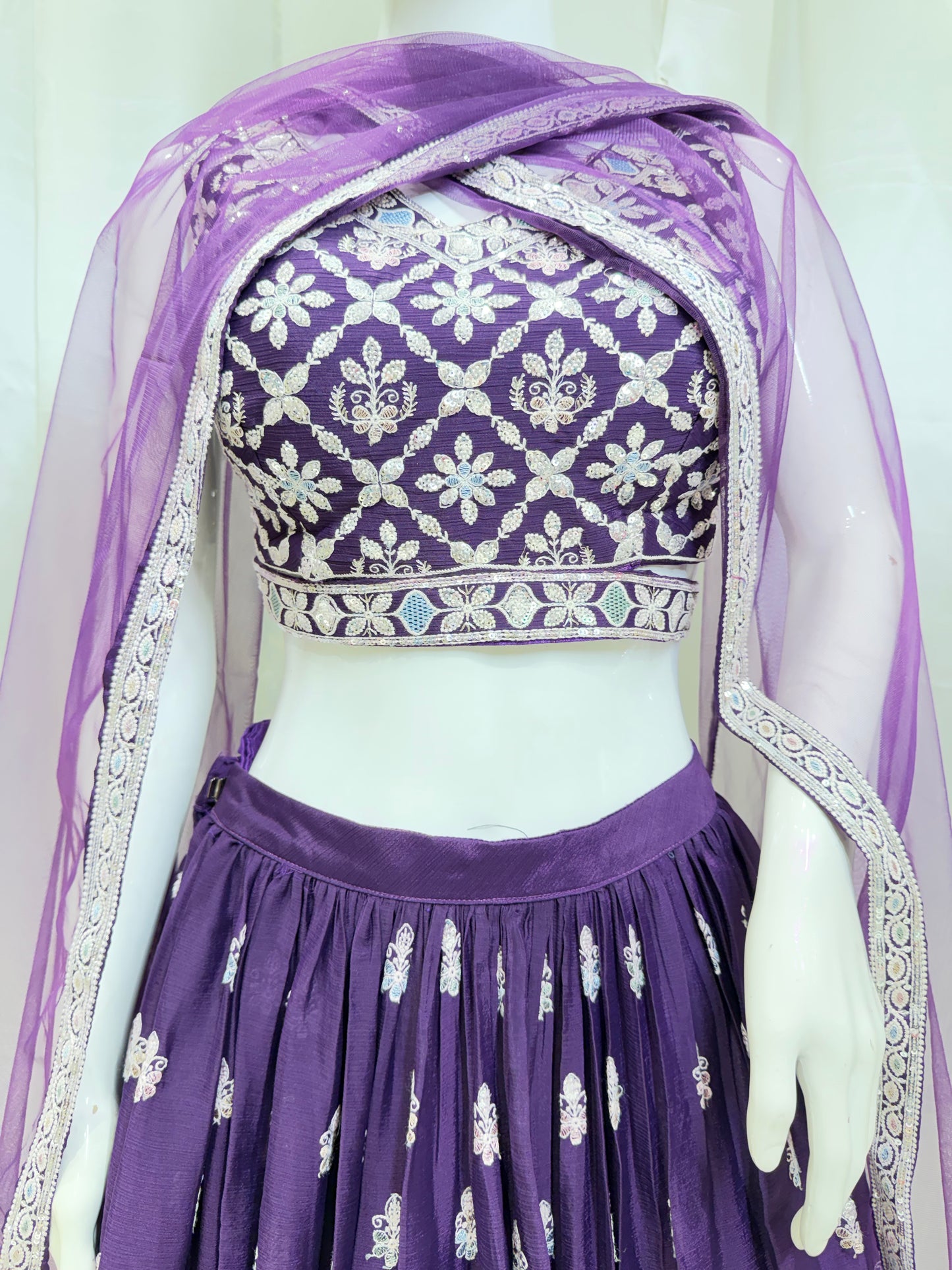 Georgette Summer Special Crop Top (Purple)