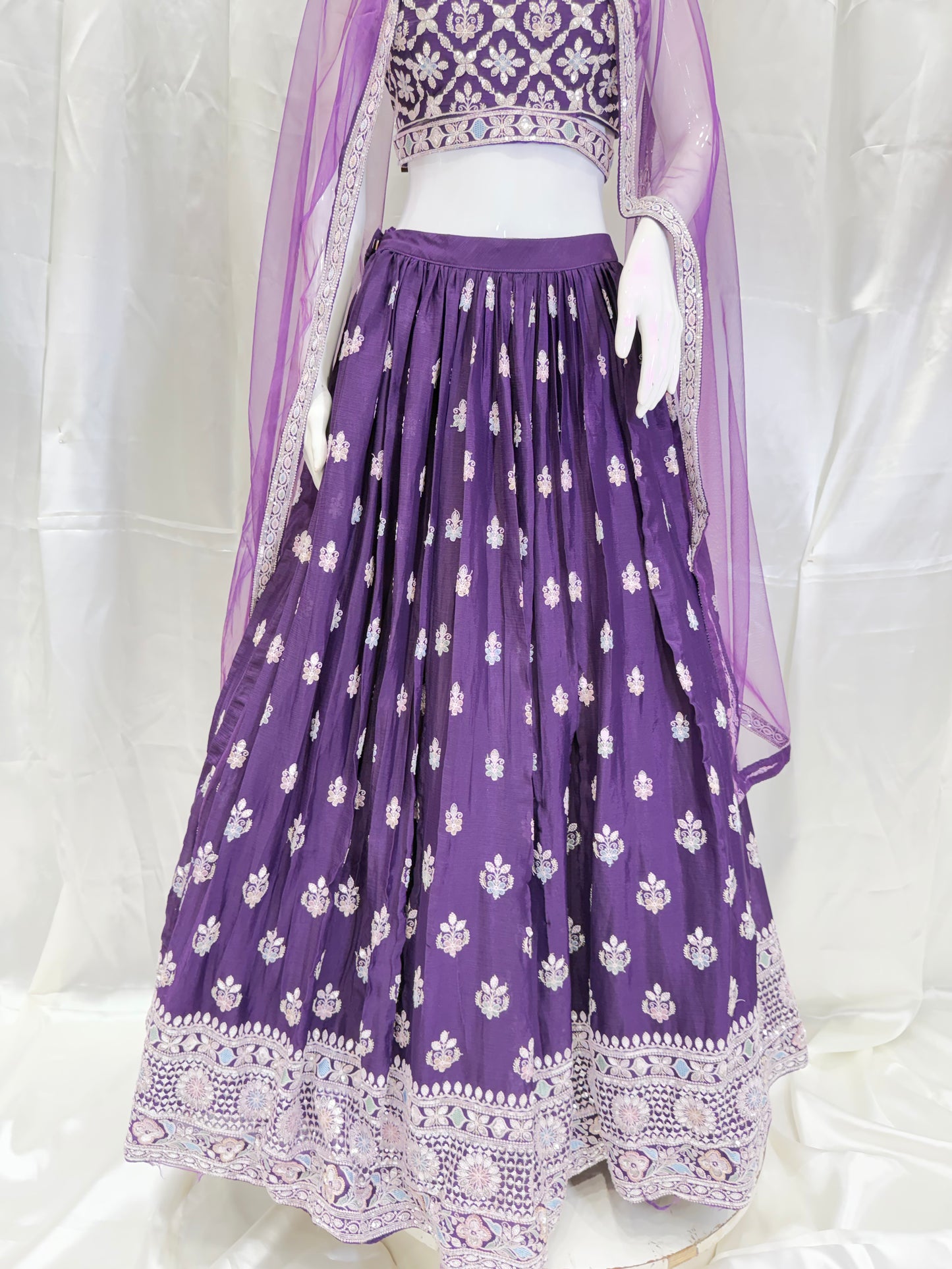 Georgette Summer Special Crop Top (Purple)