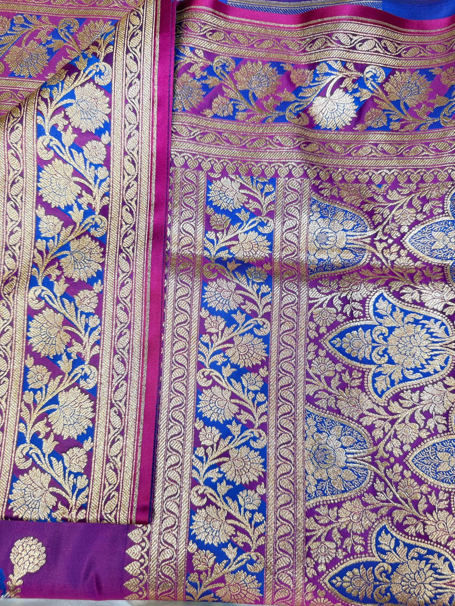 Crap Katan Banarashi Silk Saree (Magenta)