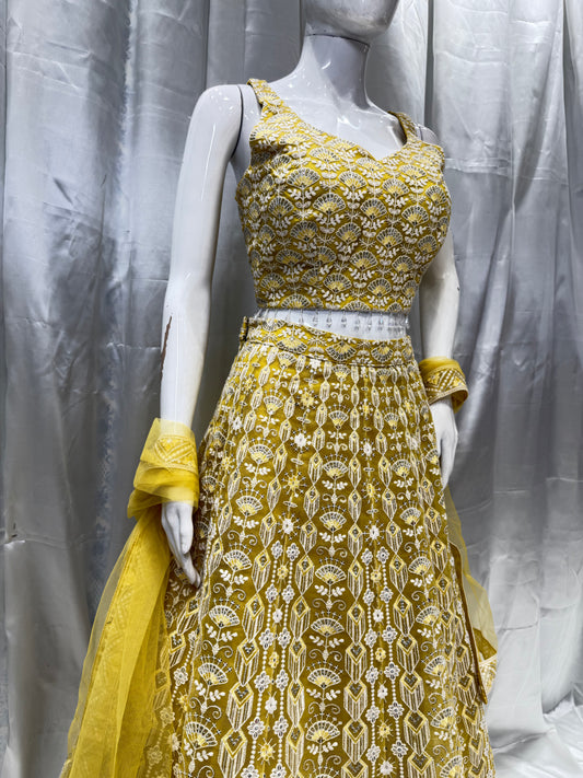 Net Haldi Special Crop Top (Banana Yellow)