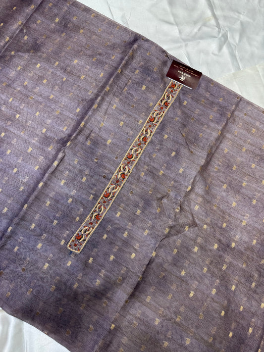 Designer chanderi silk with heavy duppata dress material (Pastel purple)