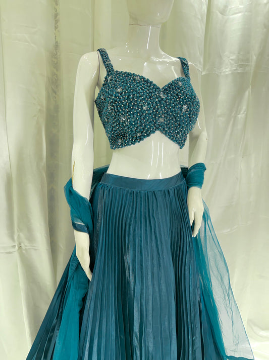 Party Wear Western Dress (Bottle Green)