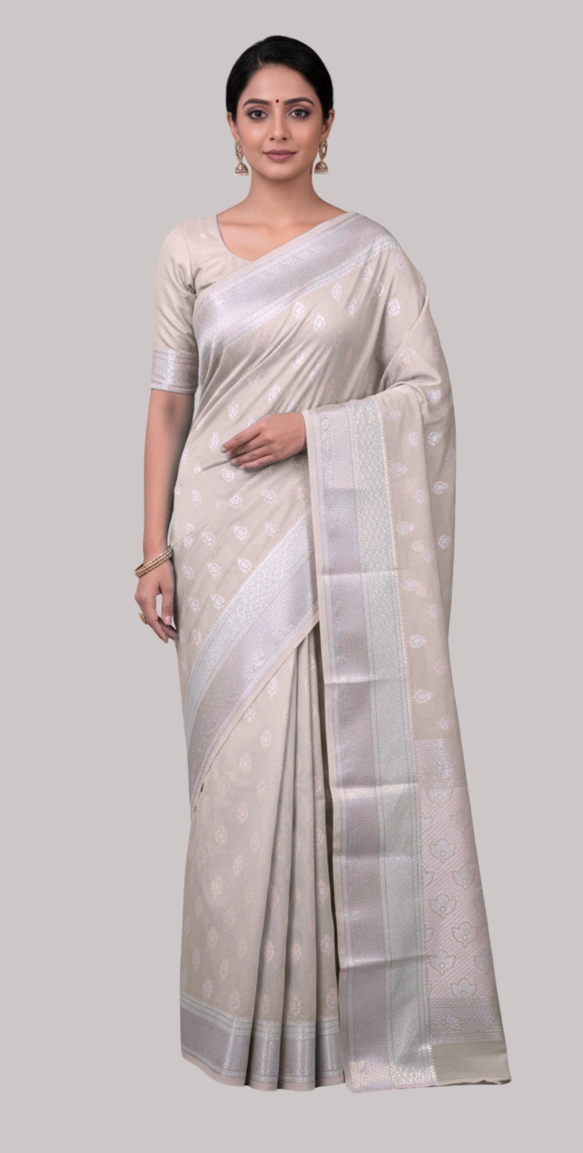 Banarasi royal cotton saree  ( Beige Gold Color)