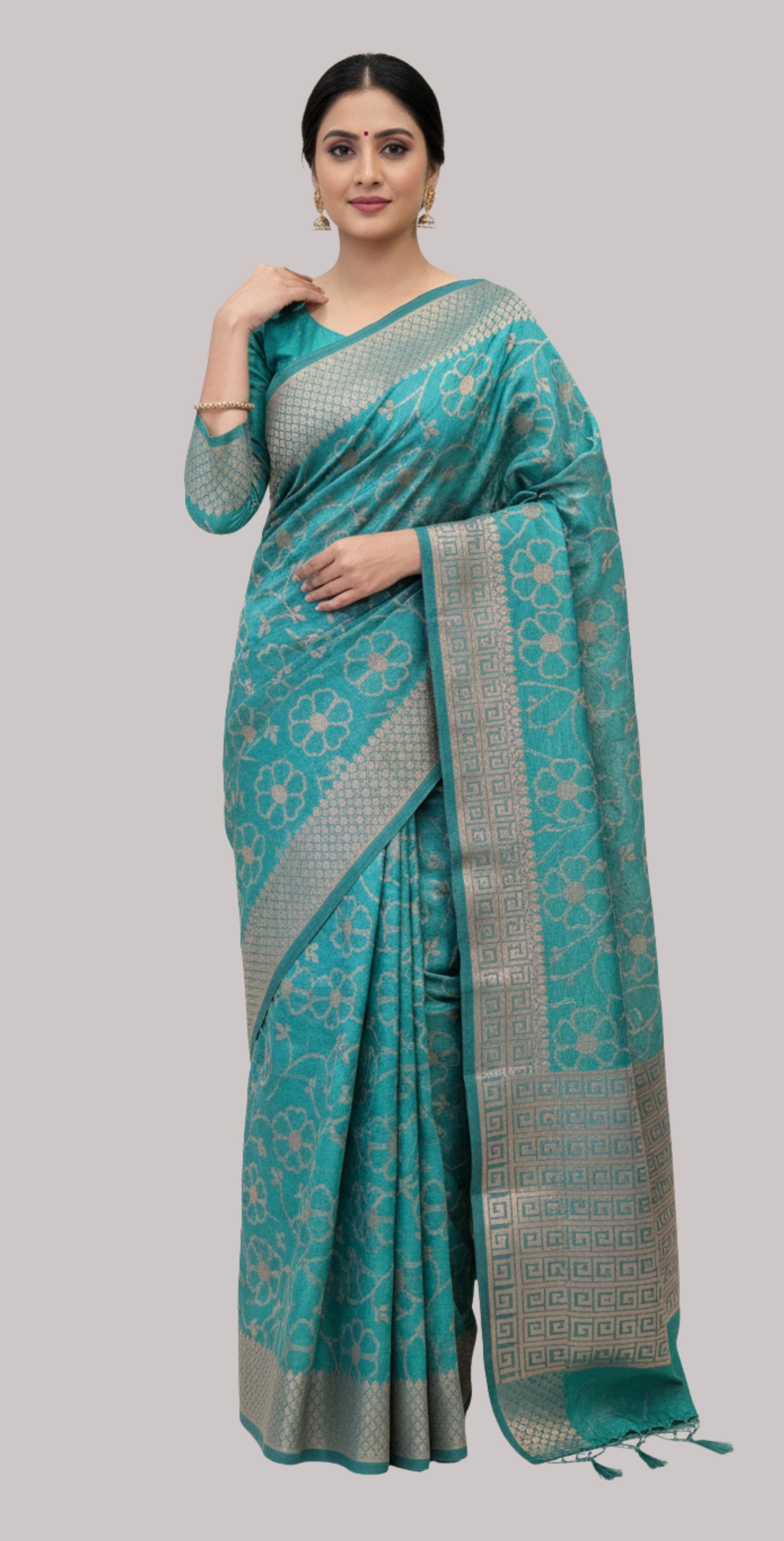 Banarasi Tera cotton saree ( Sea Green Color )