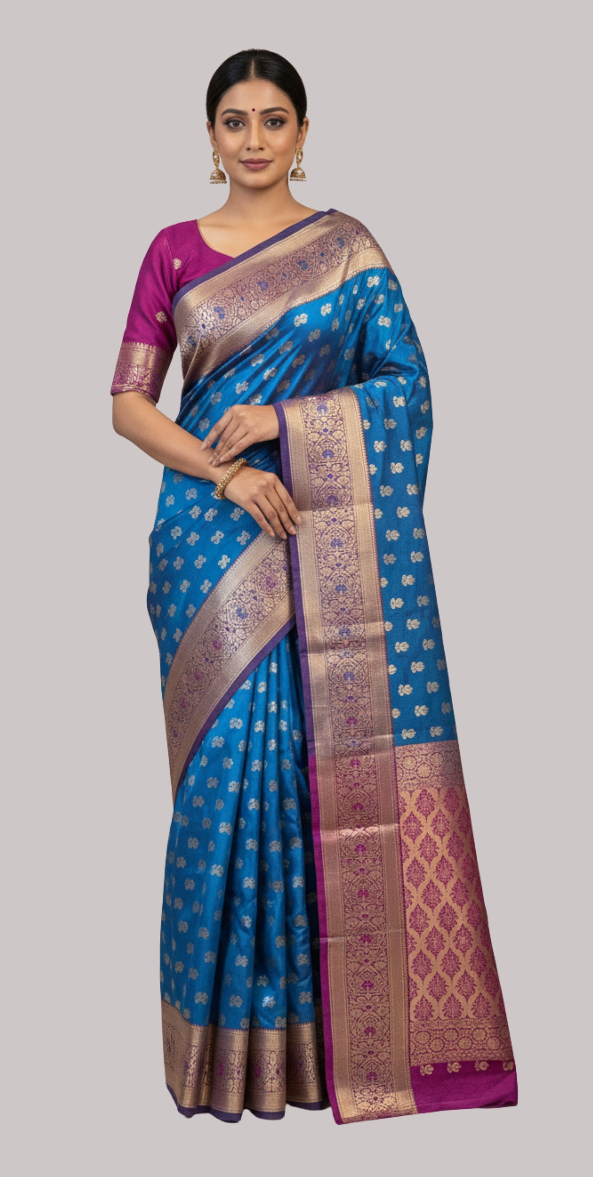 Banarasi tapeta silk saree  ( Blue Color )