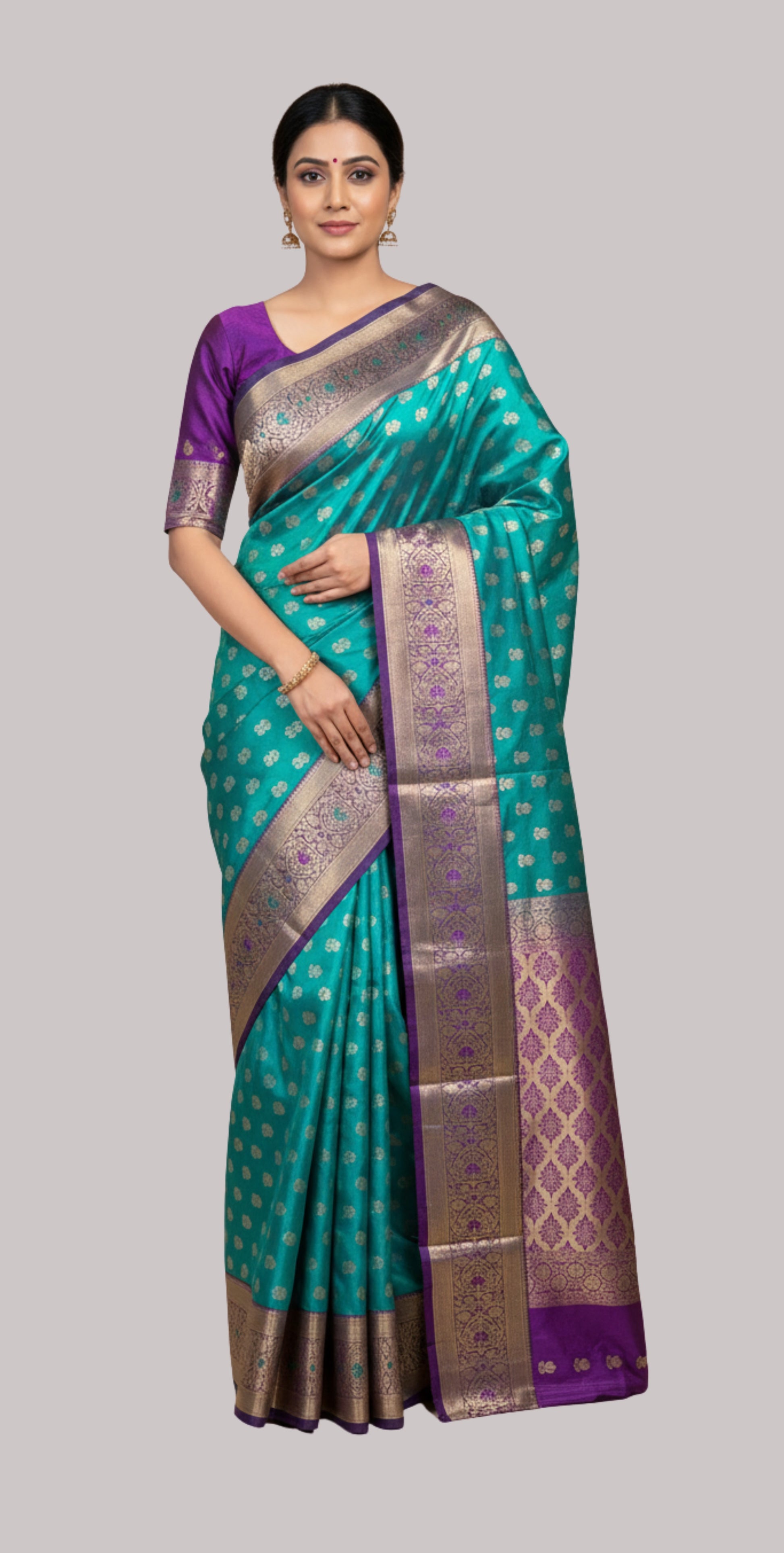 Banarasi tapeta silk saree  ( sea green color )