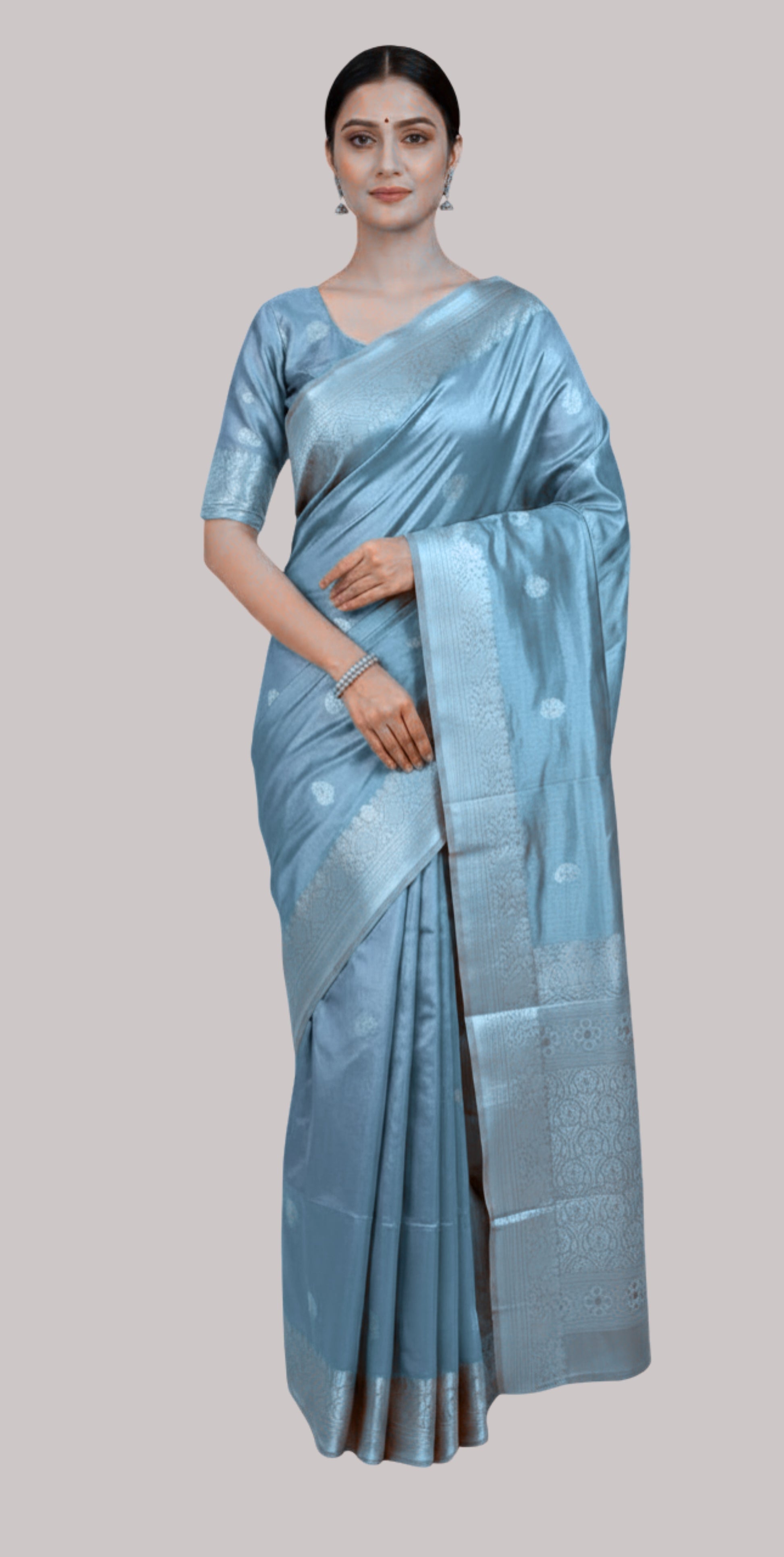 Banarasi tissue silk saree  ( Aqua Blue Color)