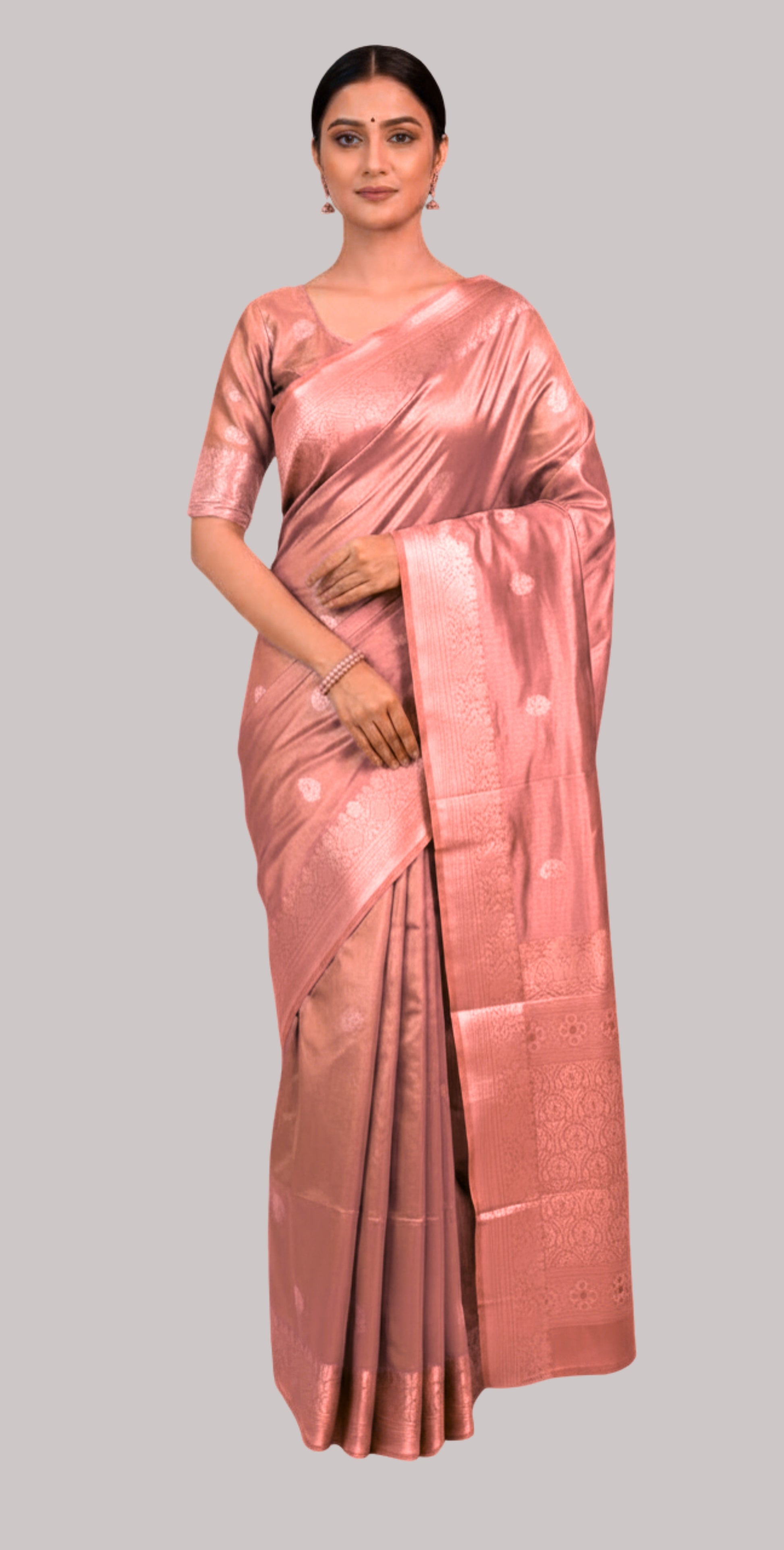 Banarasi tissue silk saree ( Rust color )