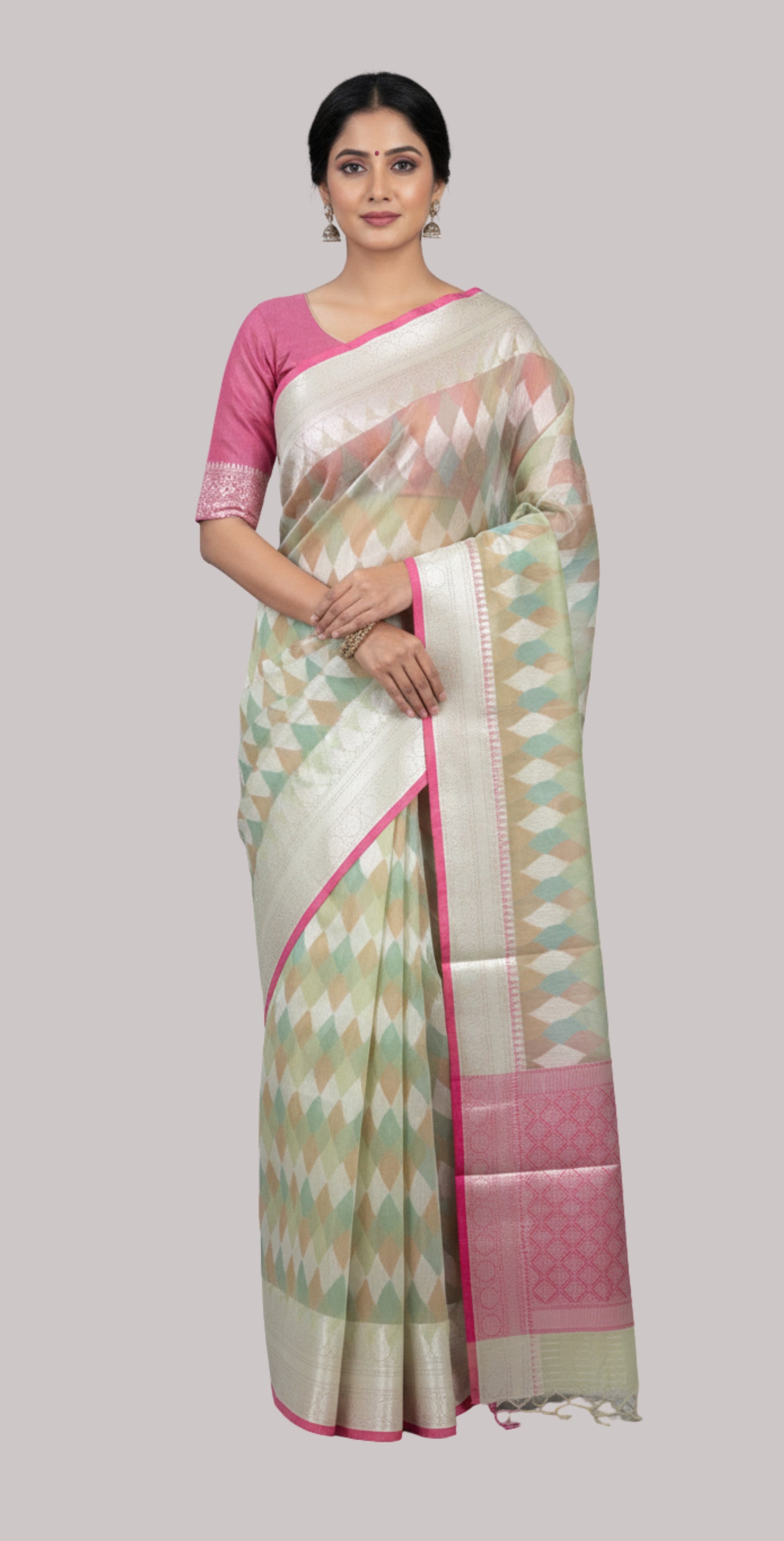 Kora cotton saree ( Mehendi Color )