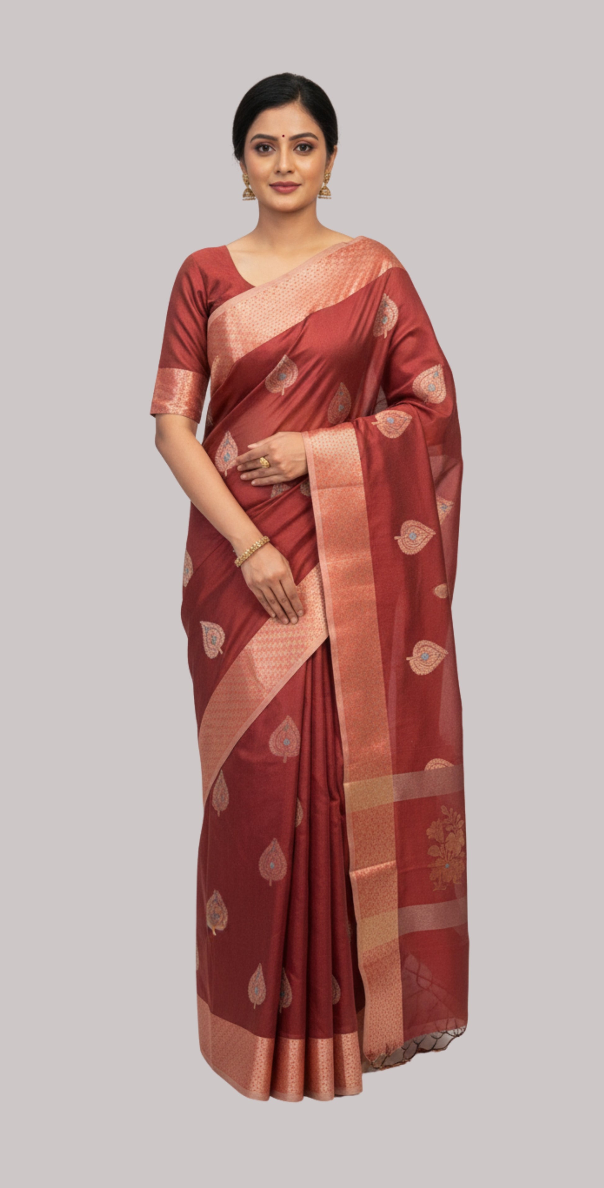 soft silk saree ( Brick Color )