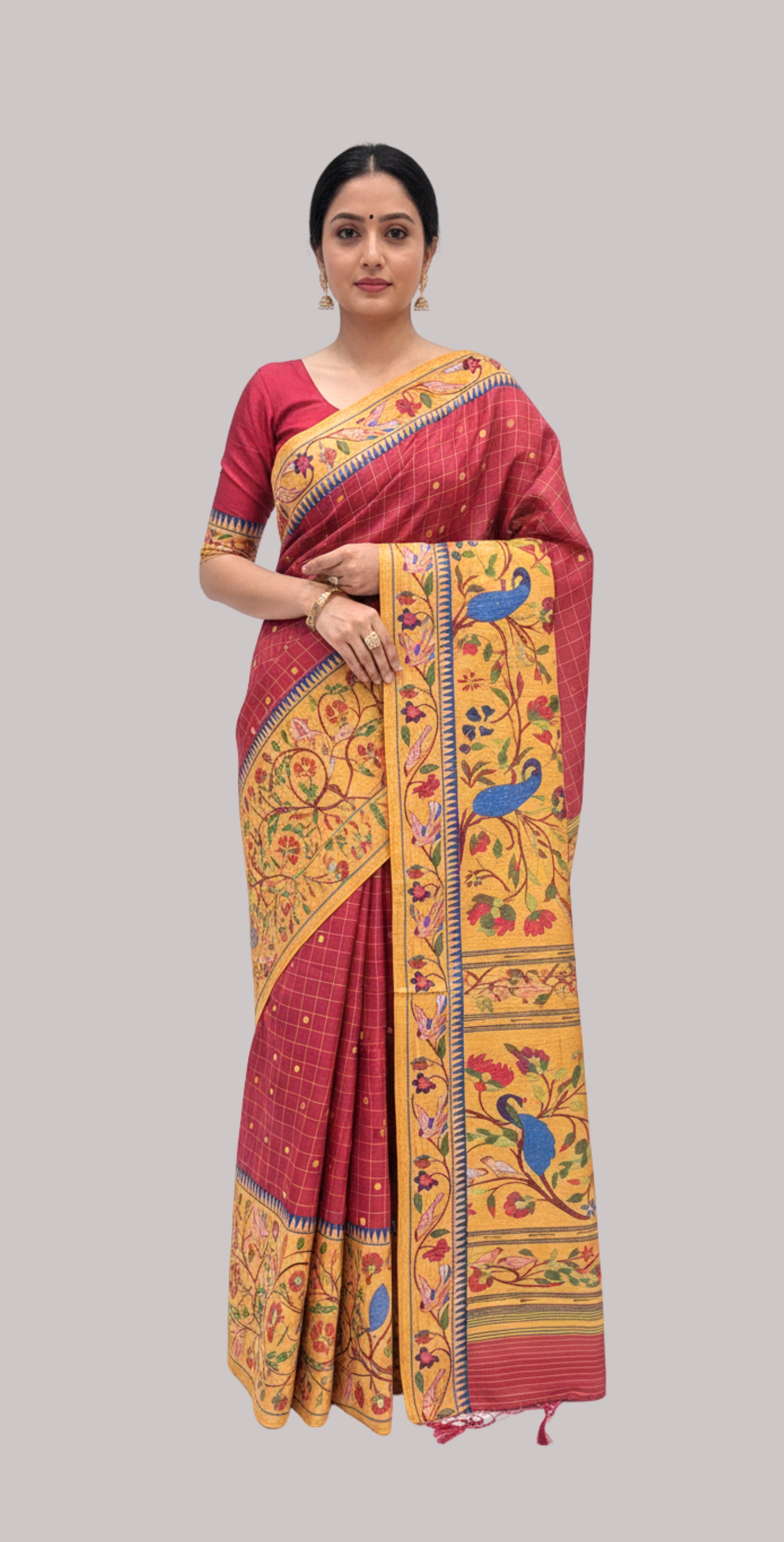 summer silk saree ( Cherry Red Color )