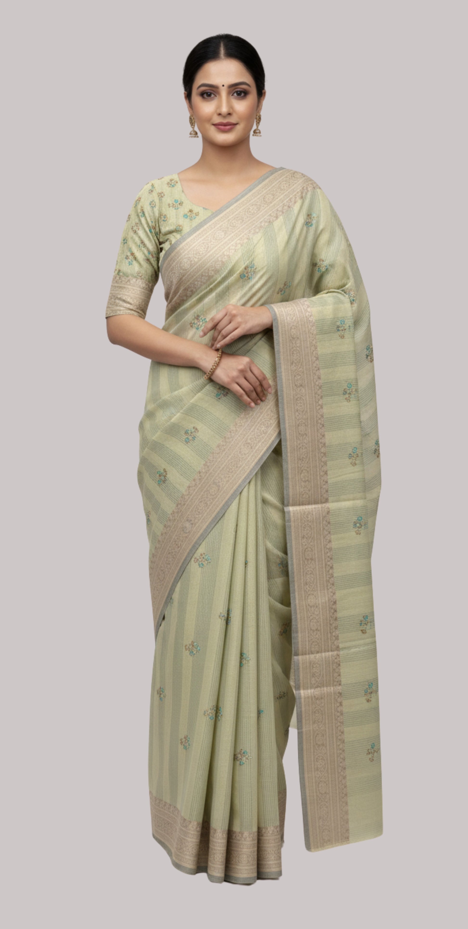 Doria cotton saree ( Beige Color )
