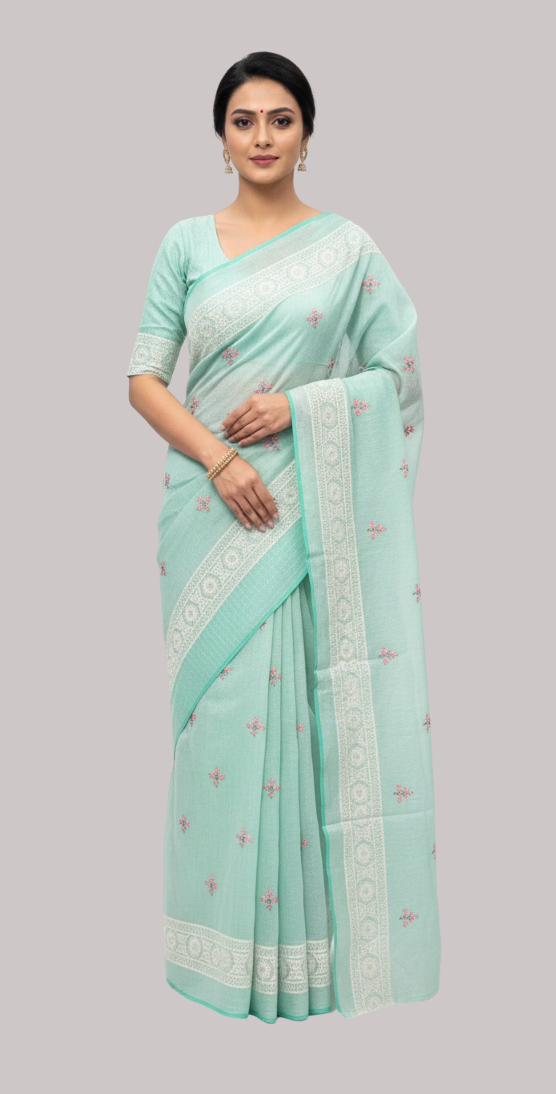 Doria cotton saree ( Water Green Color)