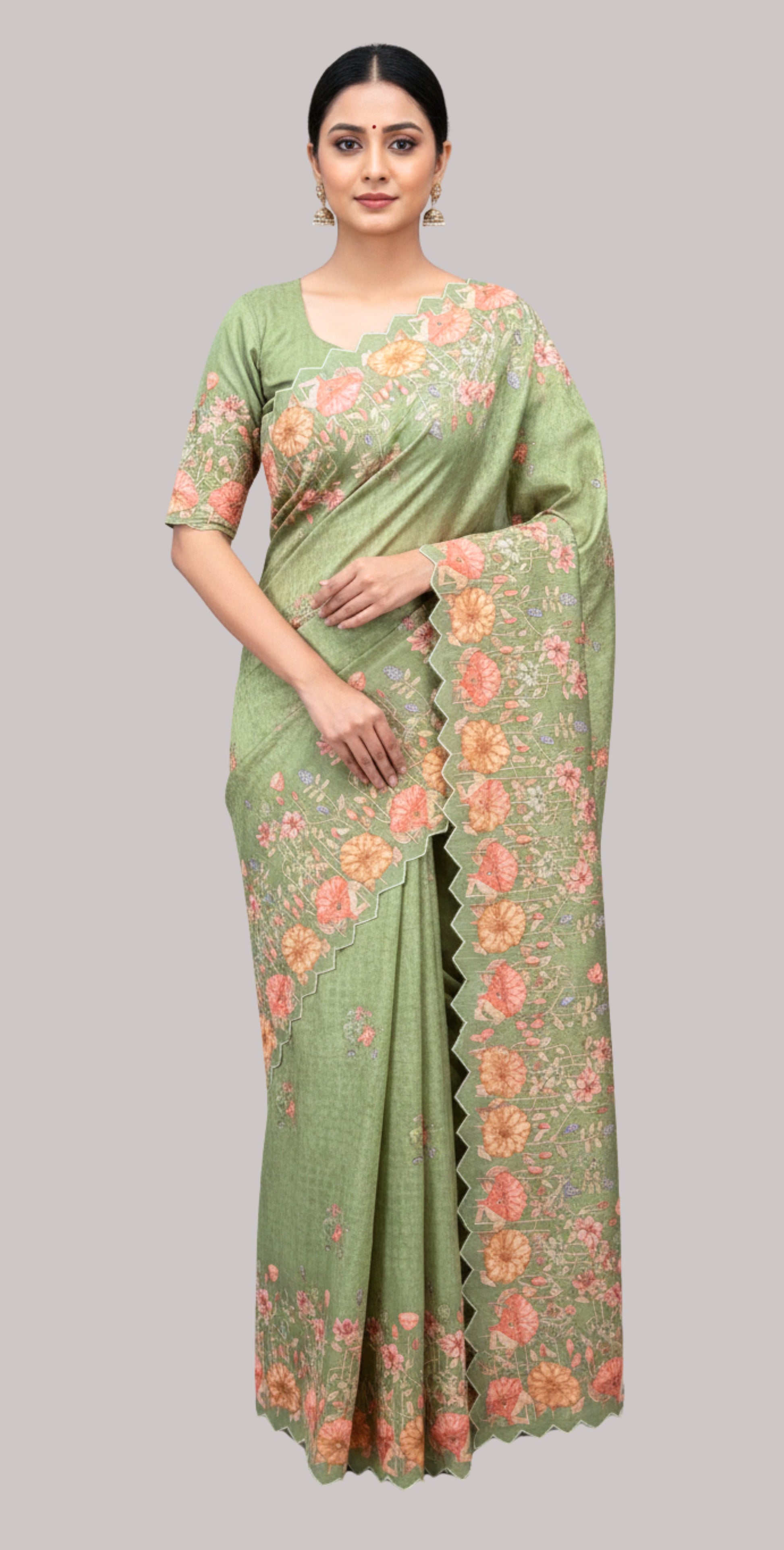 Dupion silk saree ( Mint Green Color )
