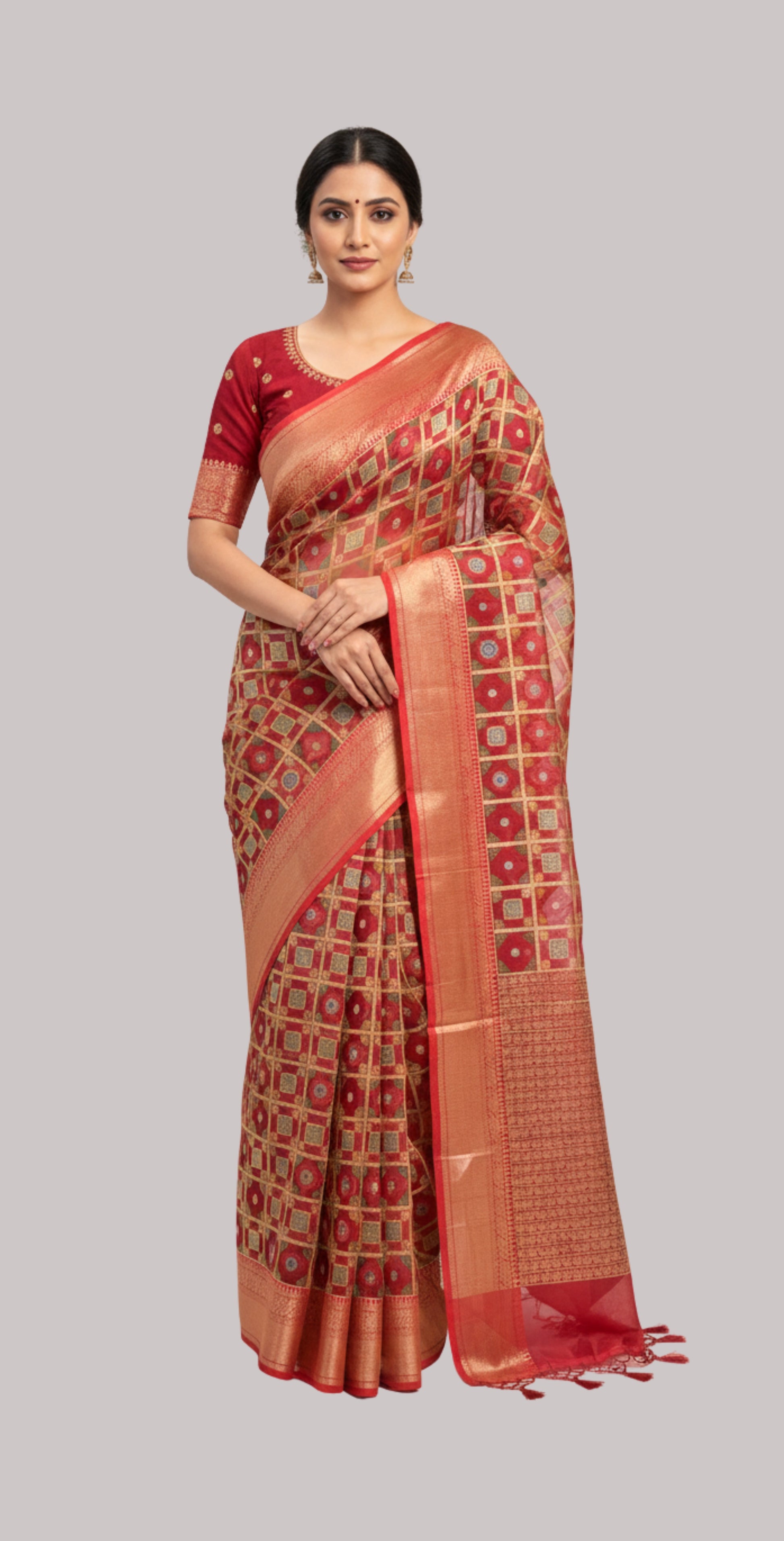 Organza saree ( Maroon color )