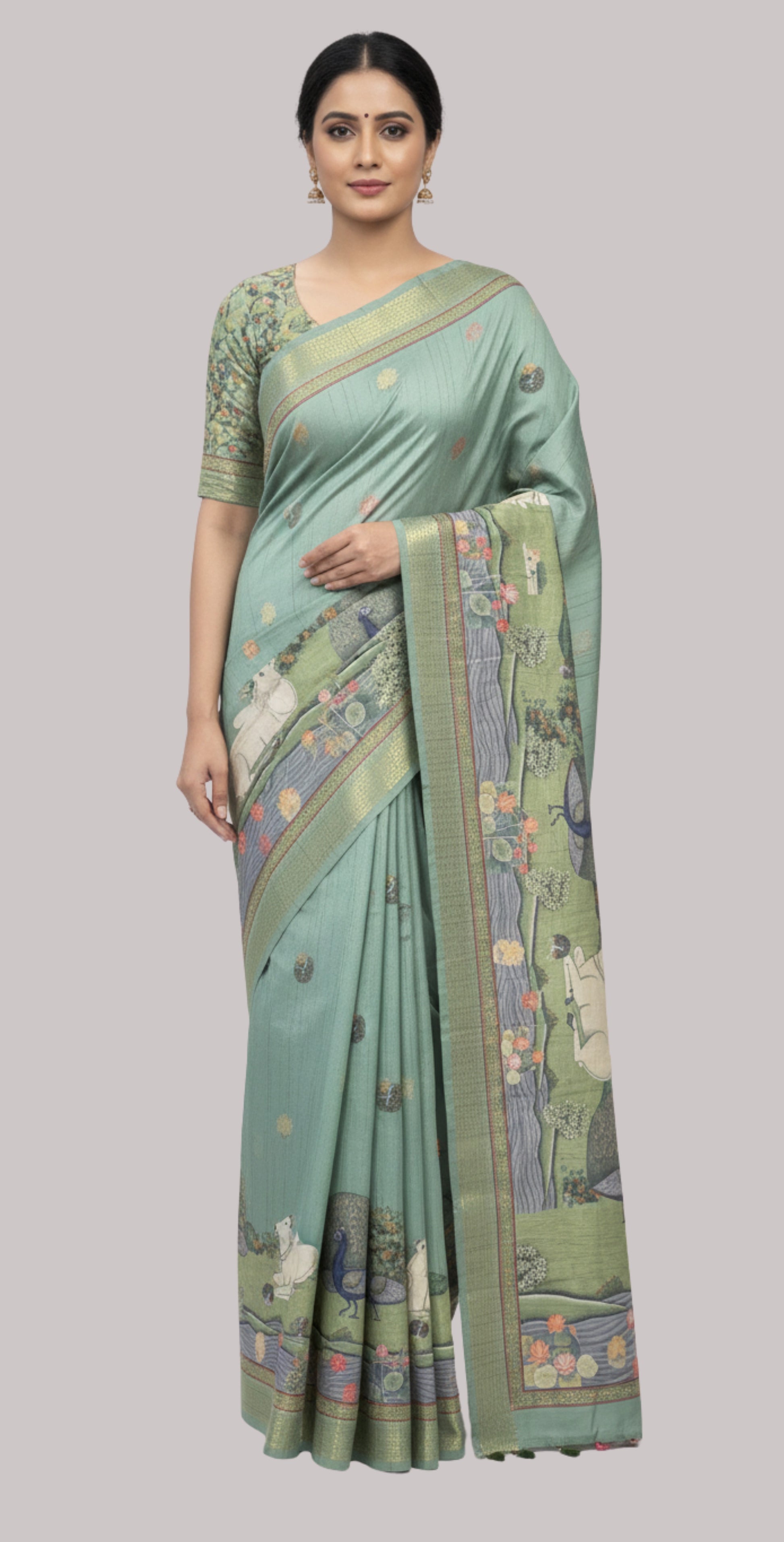 Taparia silk saree (Sea Green Color)