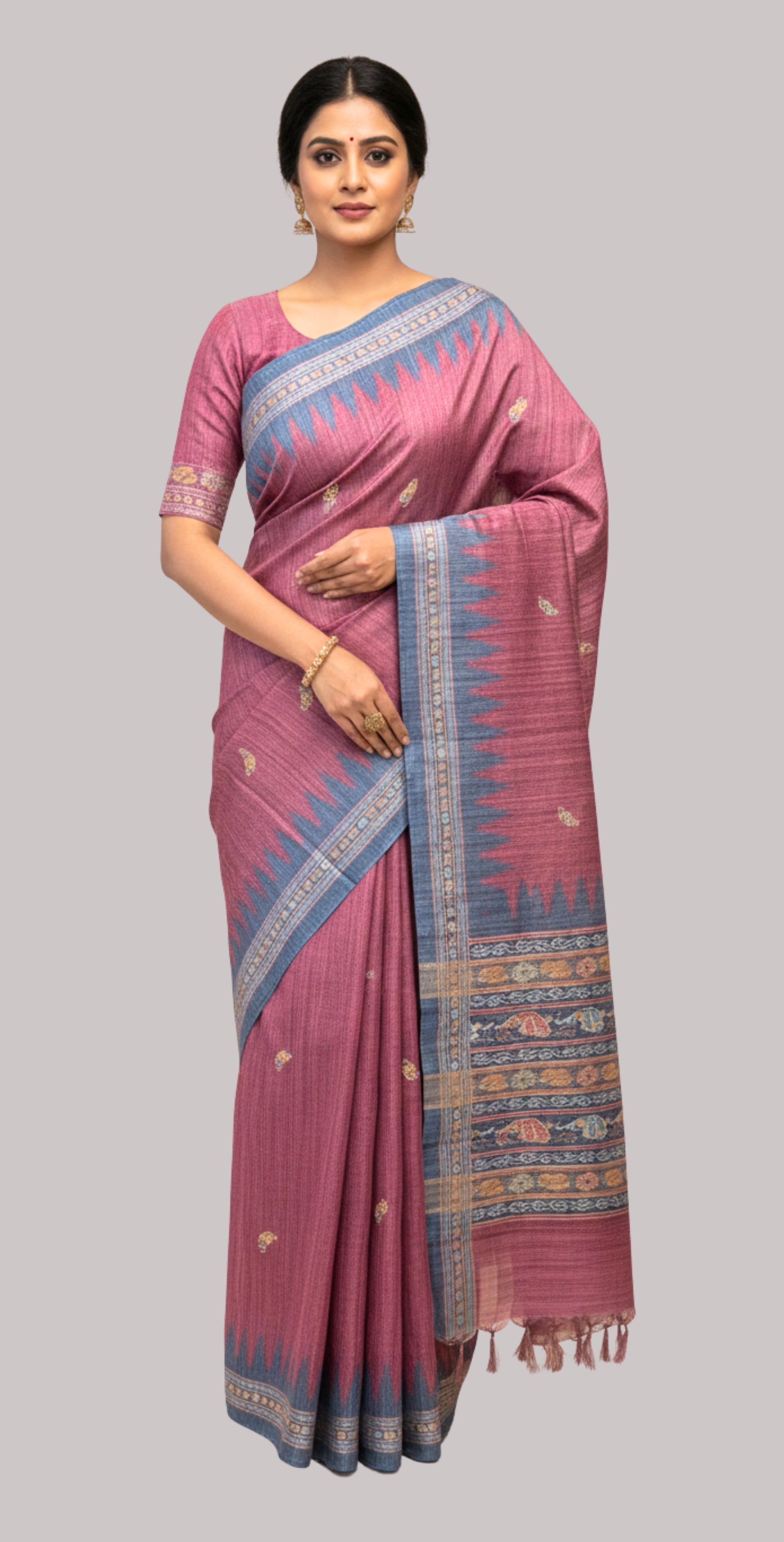 Tussar silk saree ( Gajari Color )