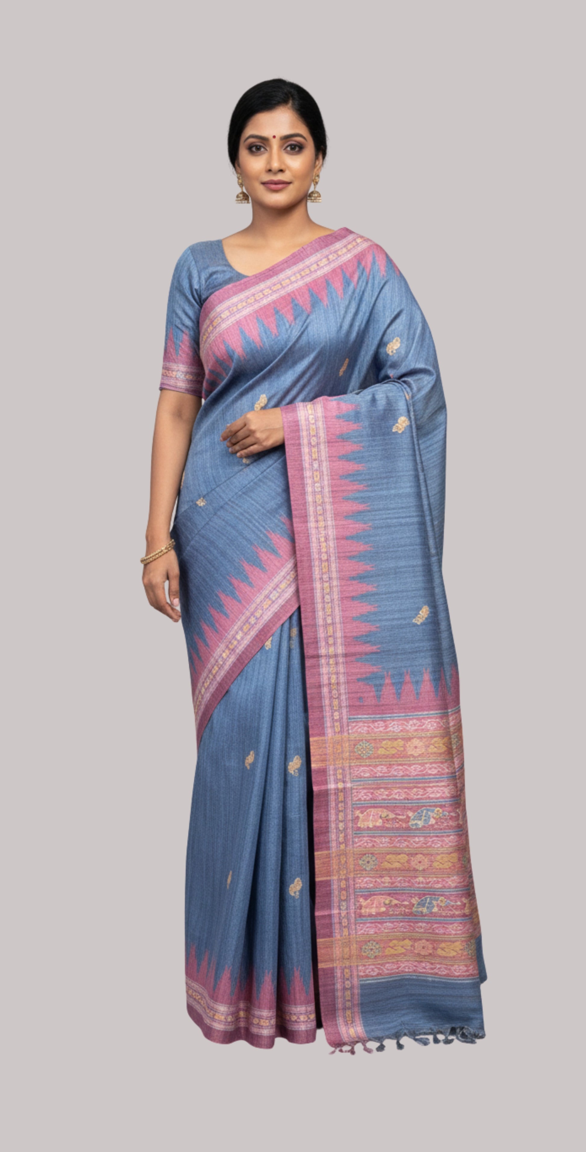 Tussar silk saree ( sapphire Blue color)