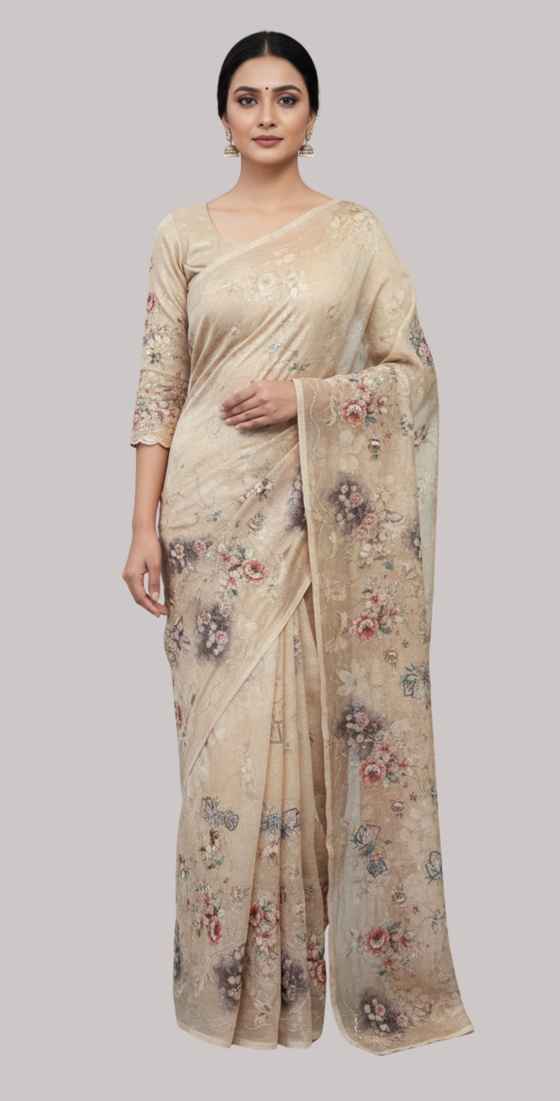 Banarasi organza saree ( Beige gold color )