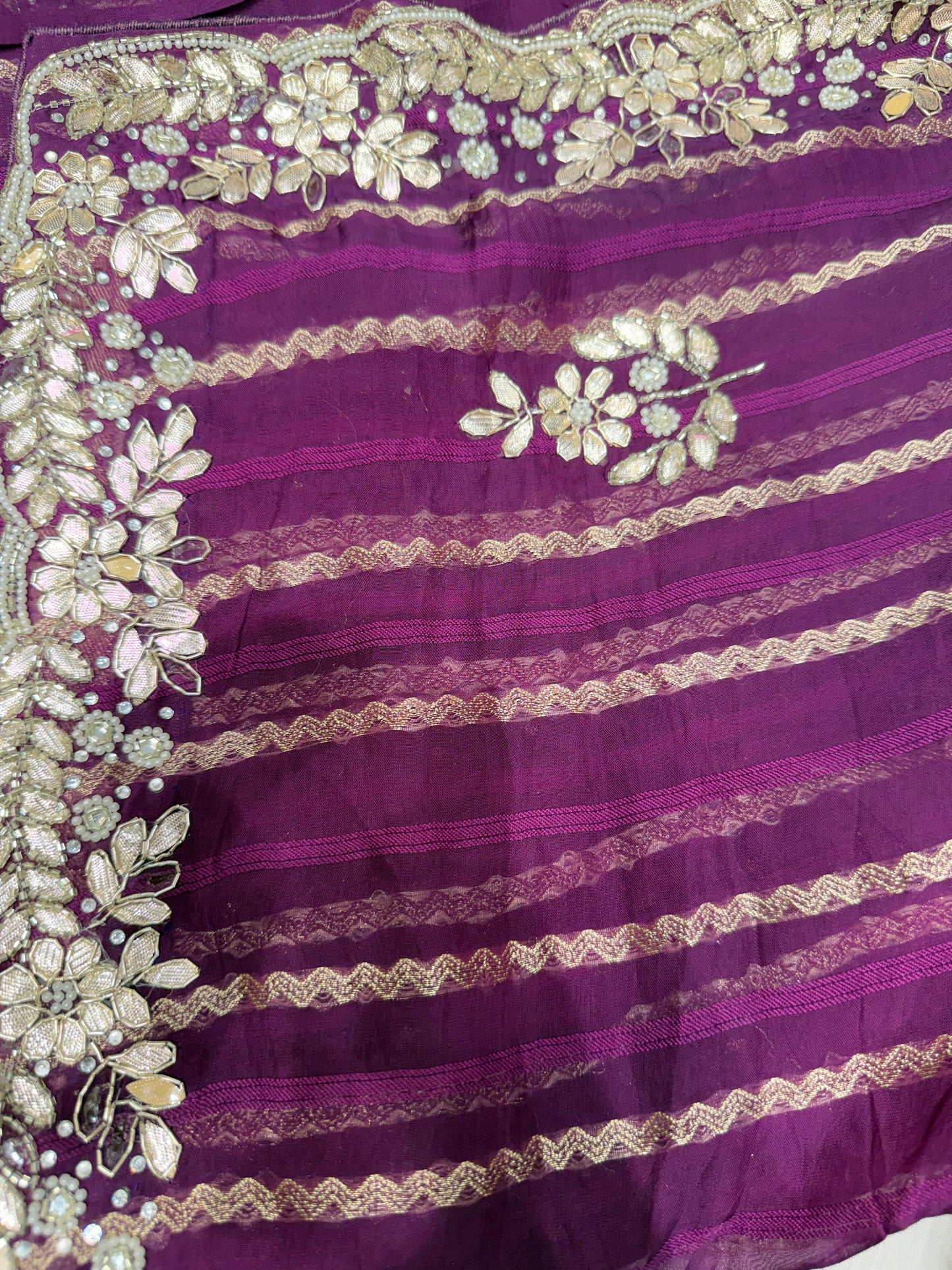 Khadi Desinger Handwork Saree (Magenta)