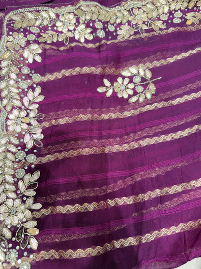 Khadi Desinger Handwork Saree (Magenta)