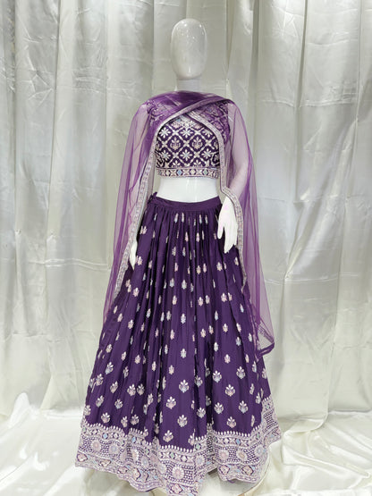 Georgette Summer Special Crop Top (Purple)