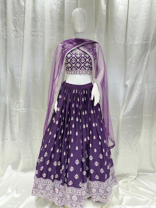 Georgette Summer Special Crop Top (Purple)