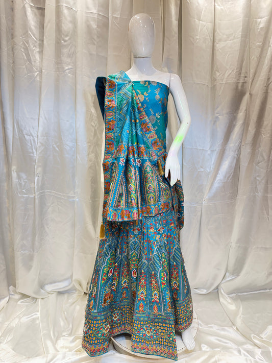 Banarasi Silk Party Wear Lehenga (Firozi)