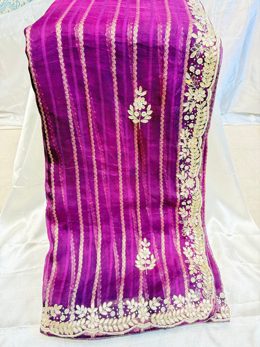Khadi Desinger Handwork Saree (Magenta)