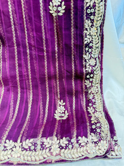 Khadi Desinger Handwork Saree (Magenta)