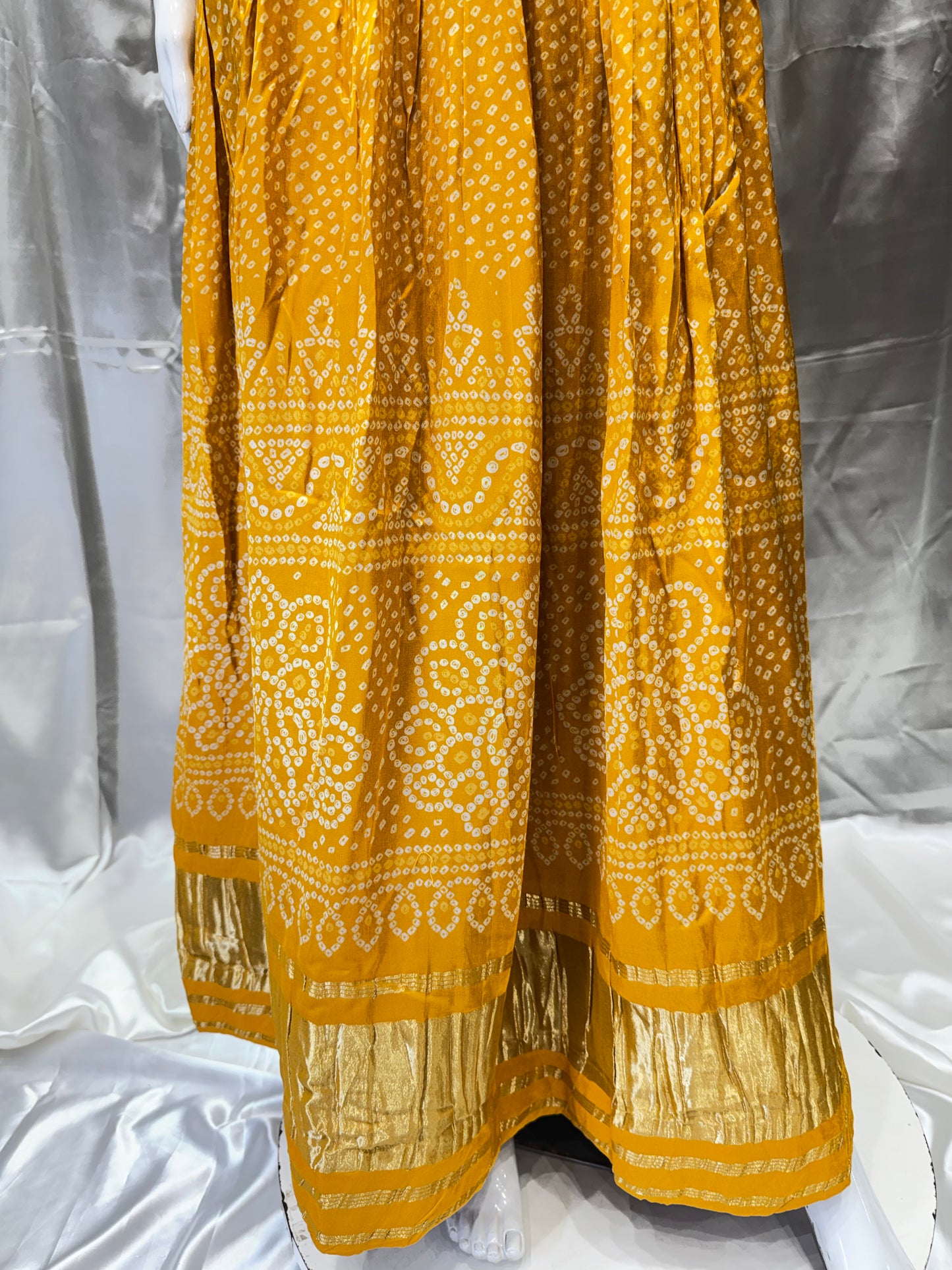Silk Wedding Zardozi Gown (Mustard)