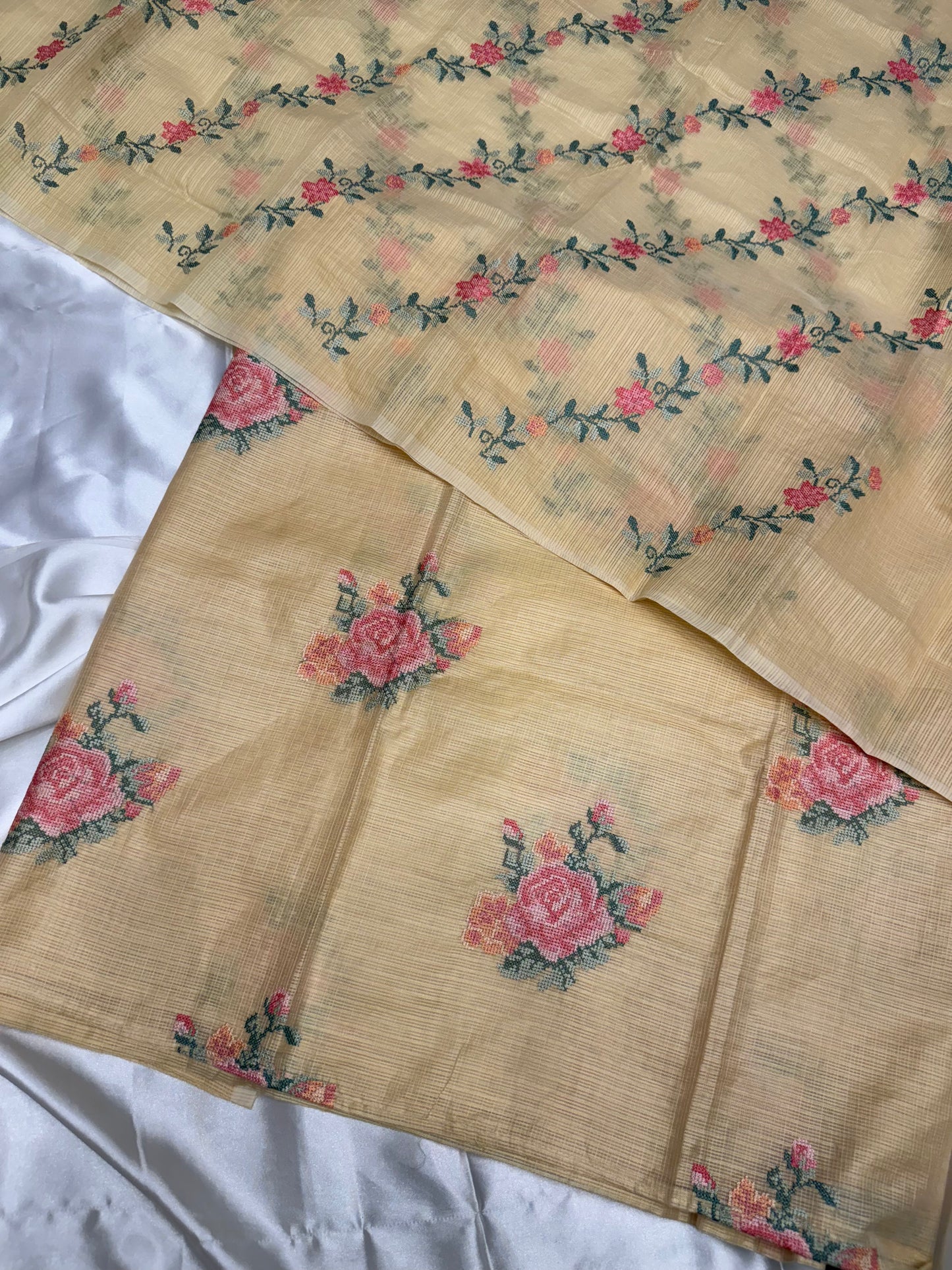 Kota Silk Dress Material (Lemon Yellow)