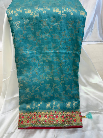 Brocade Silk Fancy Saree (Sea Green)
