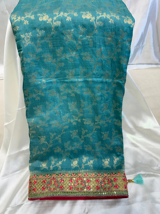 Brocade Silk Fancy Saree (Sea Green)