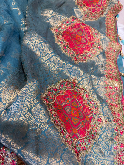 Brocade Silk Fancy Saree (Sea Green)