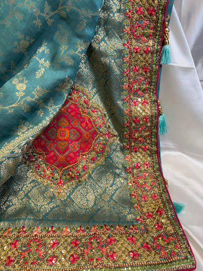 Brocade Silk Fancy Saree (Sea Green)