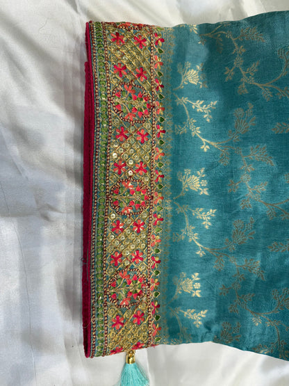 Brocade Silk Fancy Saree (Sea Green)