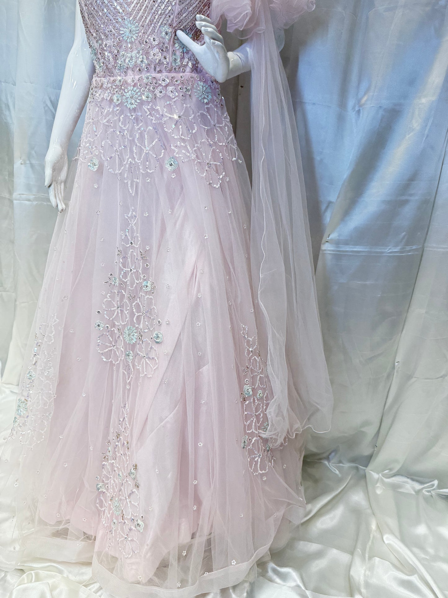 Net Ethnic Party Wear Dress (Pink)