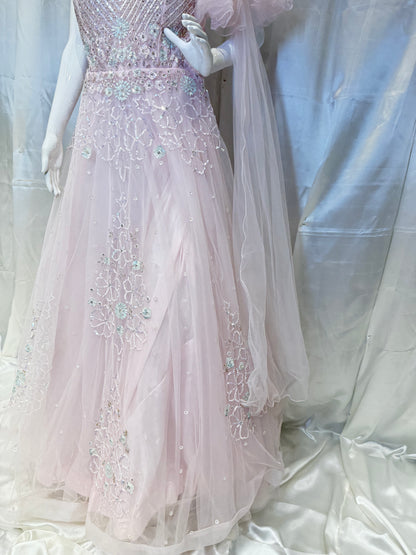 Net Ethnic Party Wear Dress (Pink)