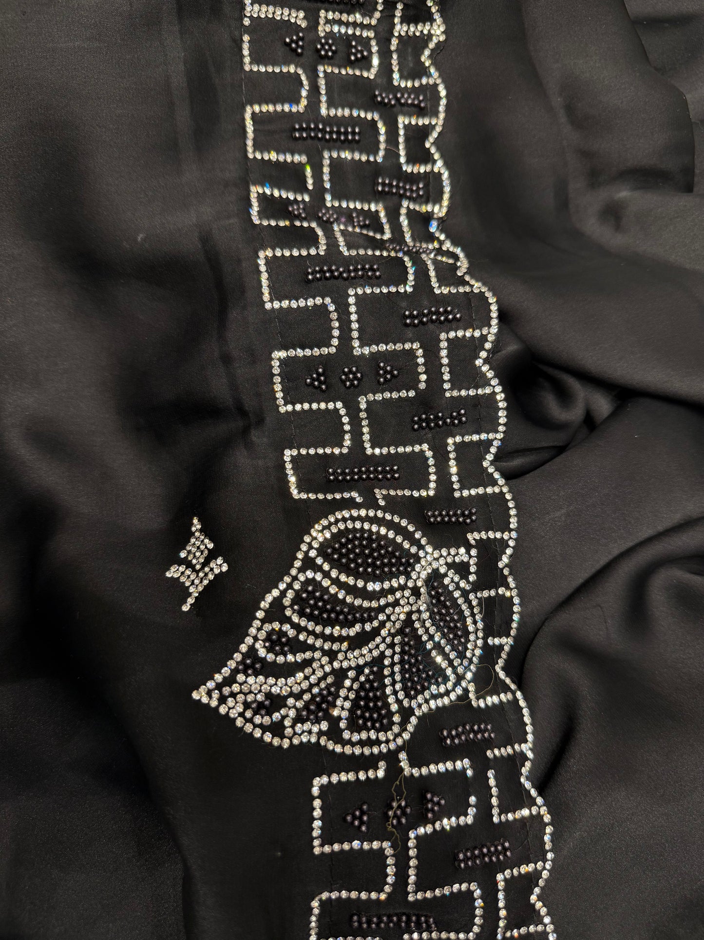 Crap Stone Work Designer Saree (Black)