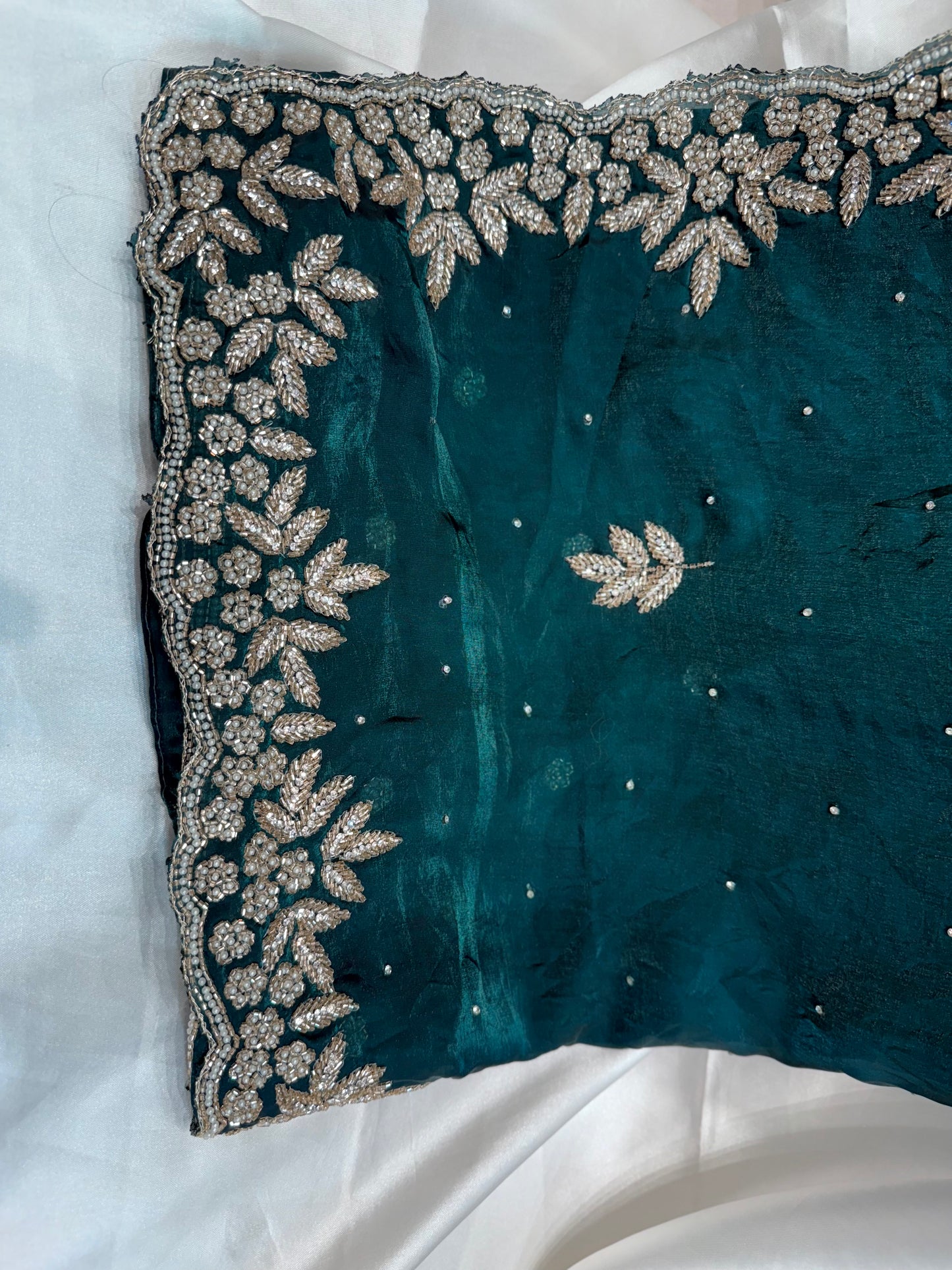 Crush Silk Zardozi Cut Work Saree