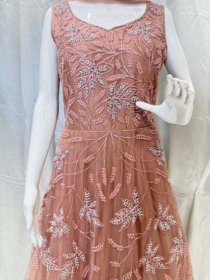 Net Party Wear Dress (Coffee)
