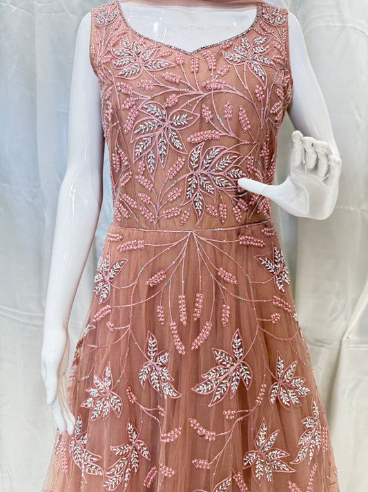 Net Party Wear Dress (Coffee)